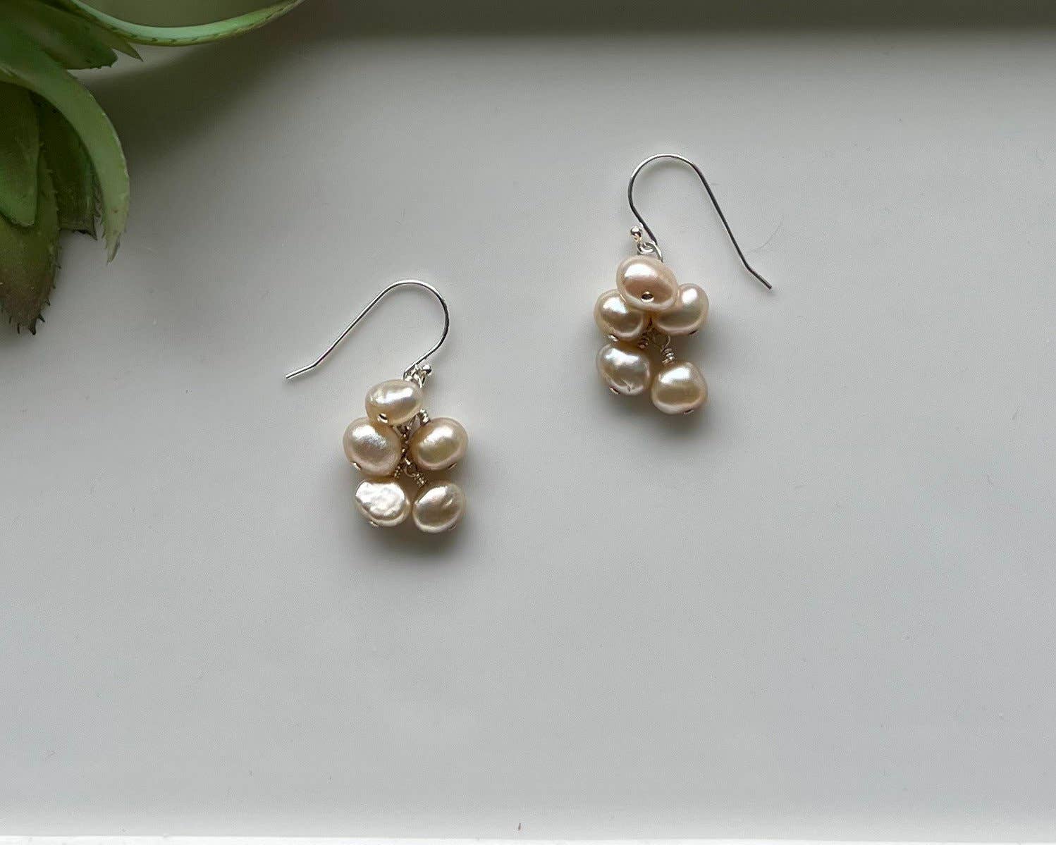 Pearl Cluster Earrings: 14k Gold