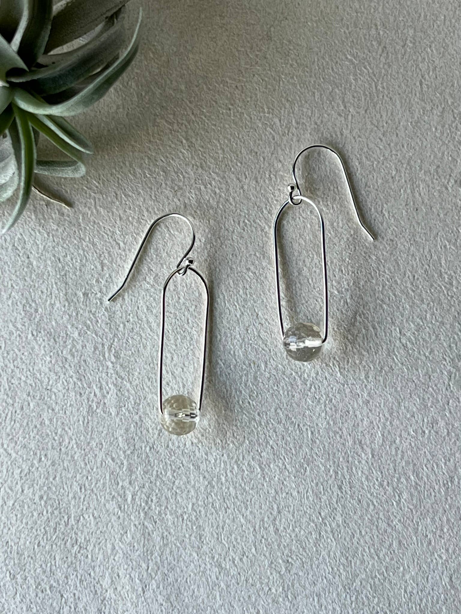 Clear Quartz Earrings: 14k Gold