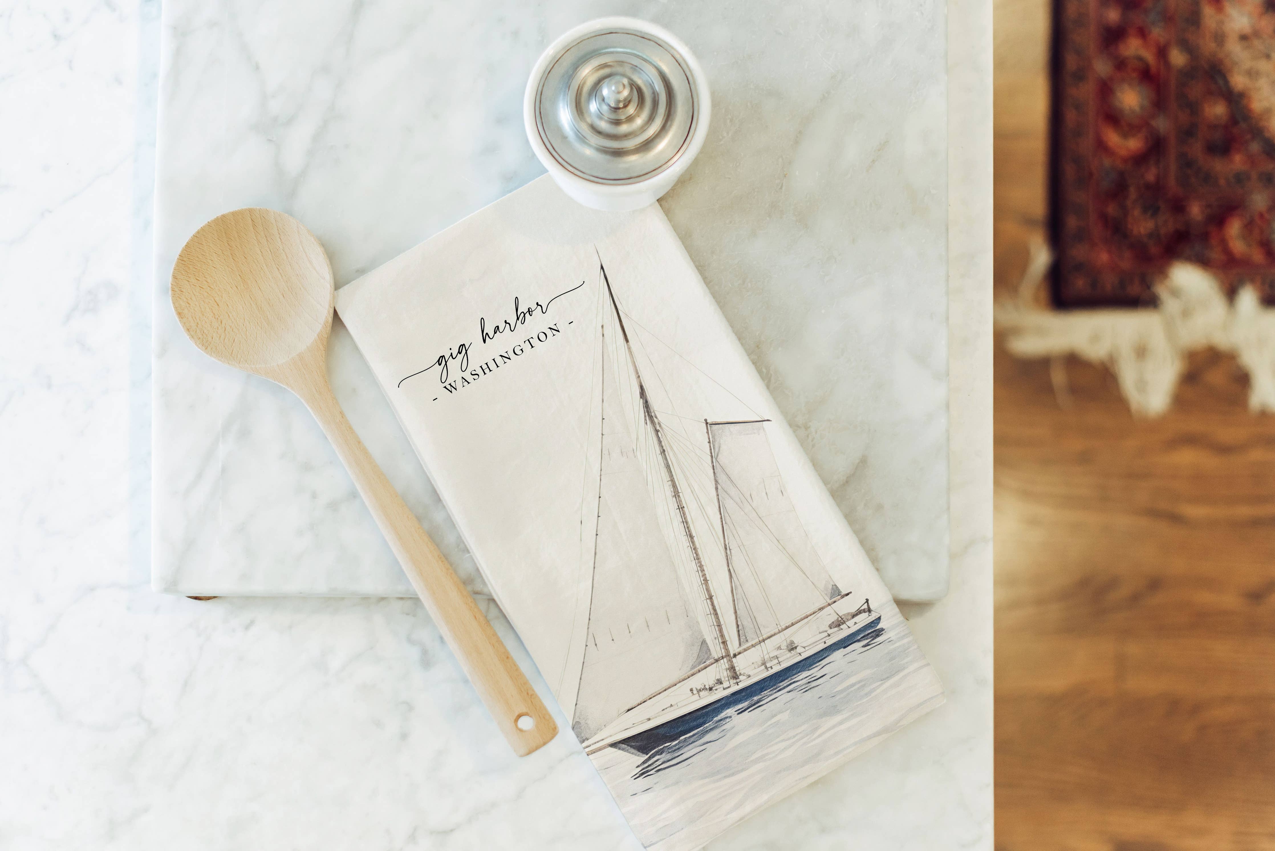 Bainbridge Island Sailboat Tea Towel