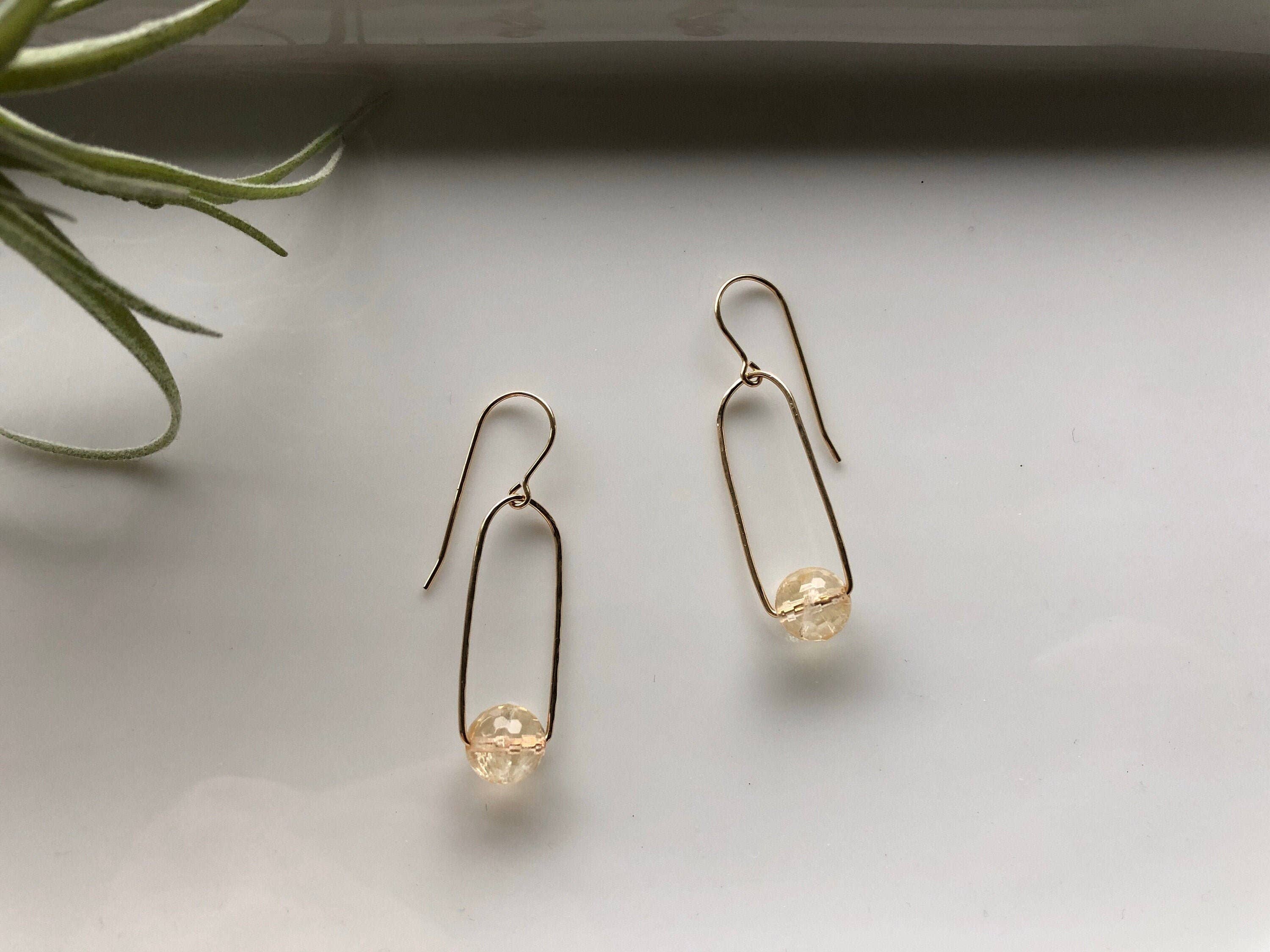 Clear Quartz Earrings: 14k Gold