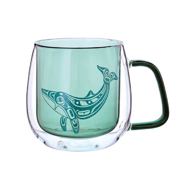 Double Walled Colored Glass Mug - Humpback Whale