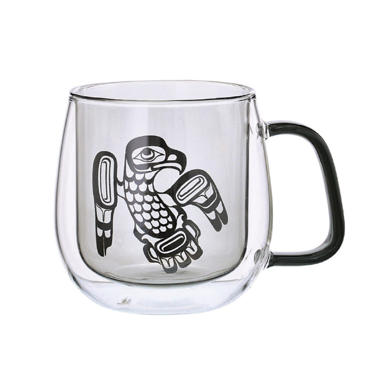 Double Walled Glass Mug - Eagle by Ernest Swanson Haida