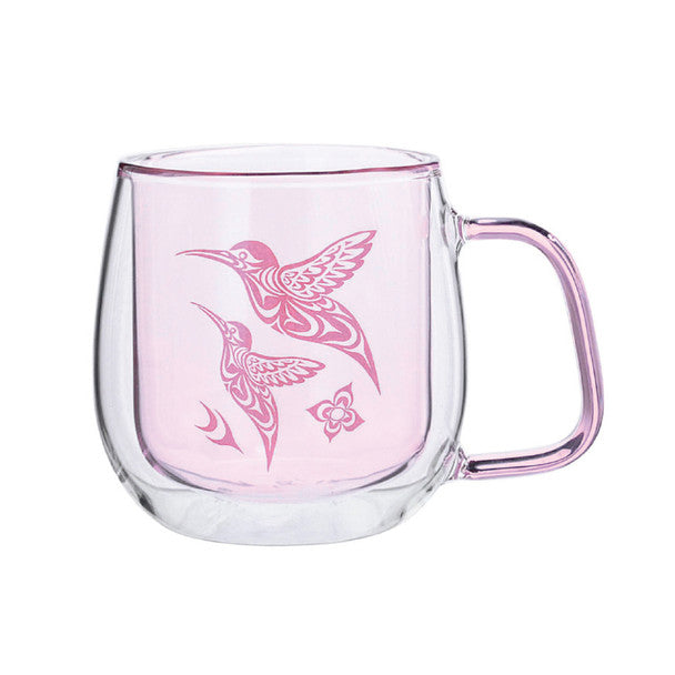 Double Walled Colored Glass Mug - Hummingbird by Simone Diamond