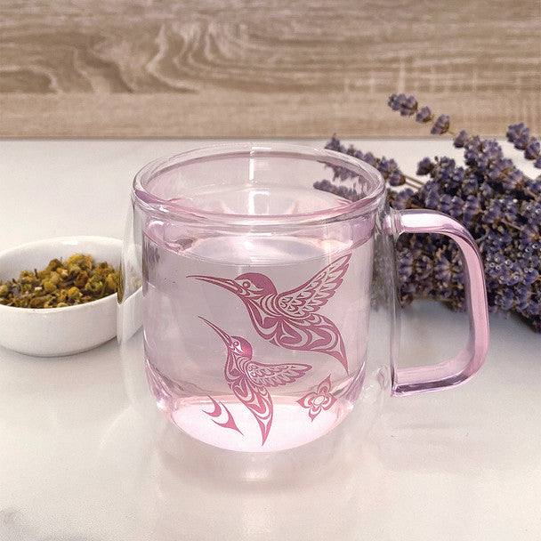 Double Walled Colored Glass Mug - Hummingbird by Simone Diamond