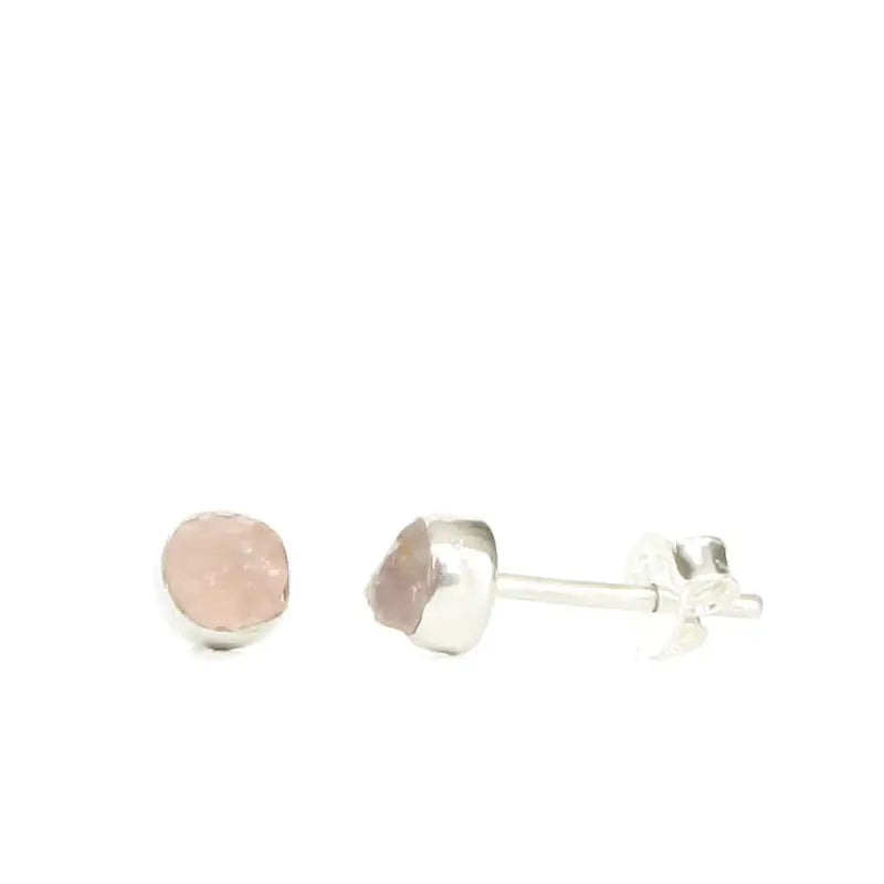 Rough Rose Quartz Sterling Silver Studs