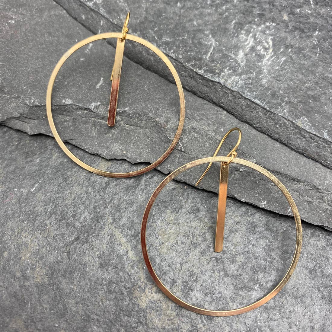 14k gold fill circle & bar earrings