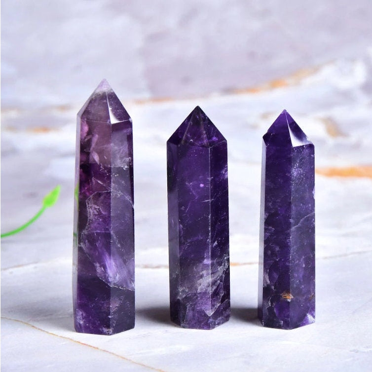 High Quality Natural Amethyst Hexagonal Crystal Column  2.75 to 3