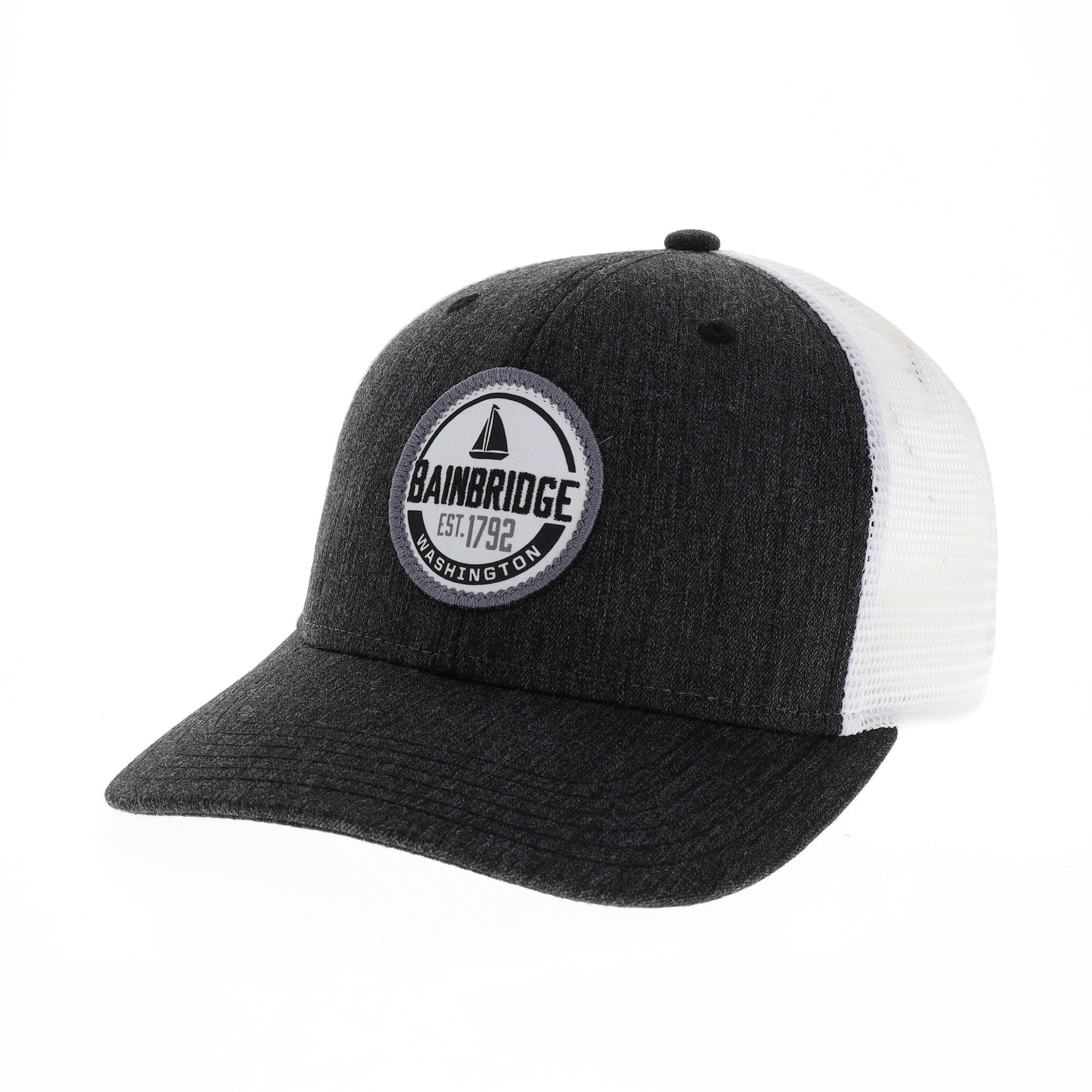 Bainbridge Island Black/White Trucker Snapback Hat Est.1792