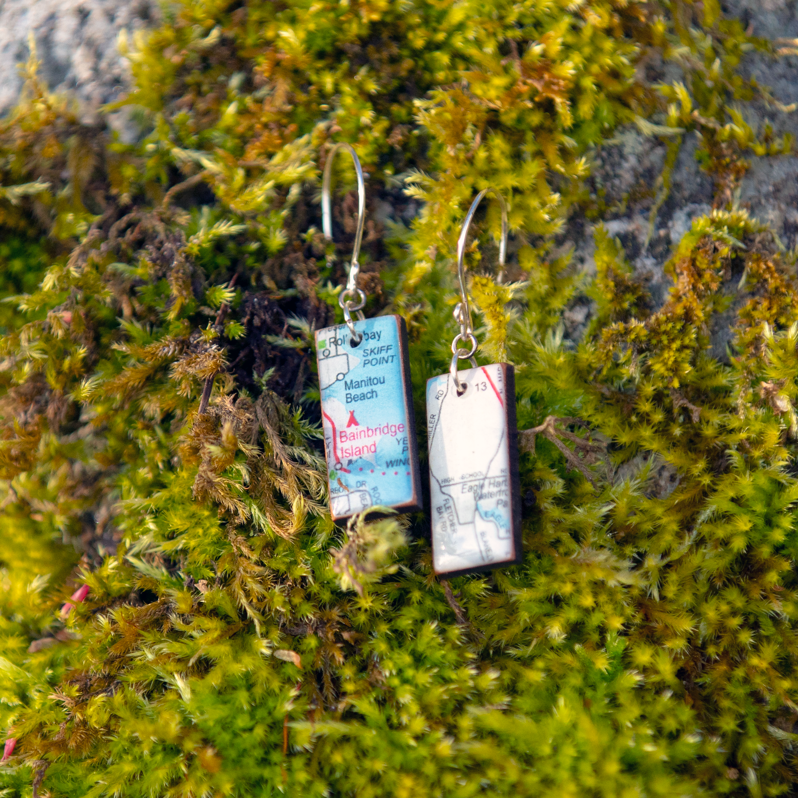 Bainbridge Island Map Earrings