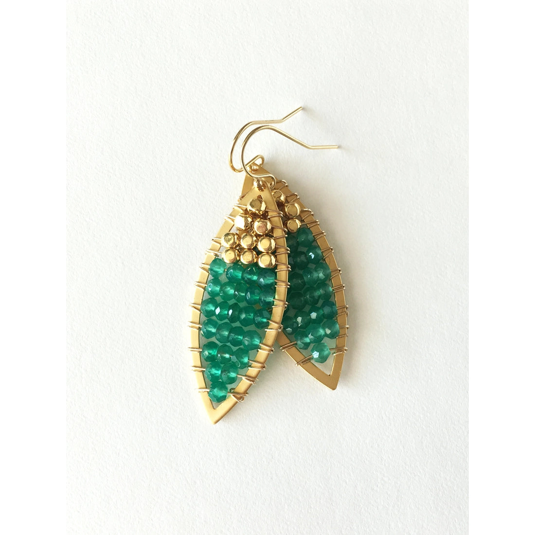 Beaded Gemstone Earrings | Green Onyx