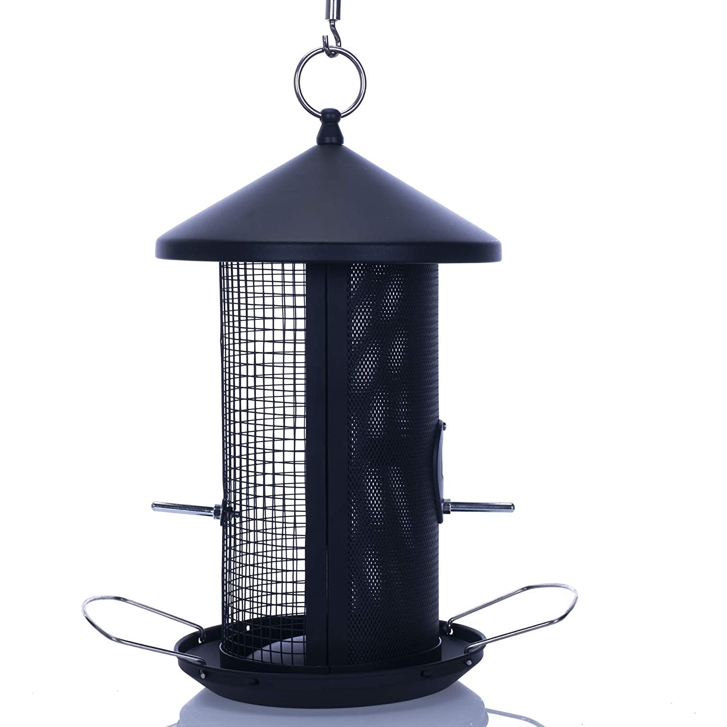 Black Heavy Duty Mesh Metal Dual Nut and Seed Bird Feeder