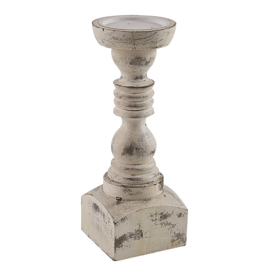 Brighton Wood 12" Candlesticke - White