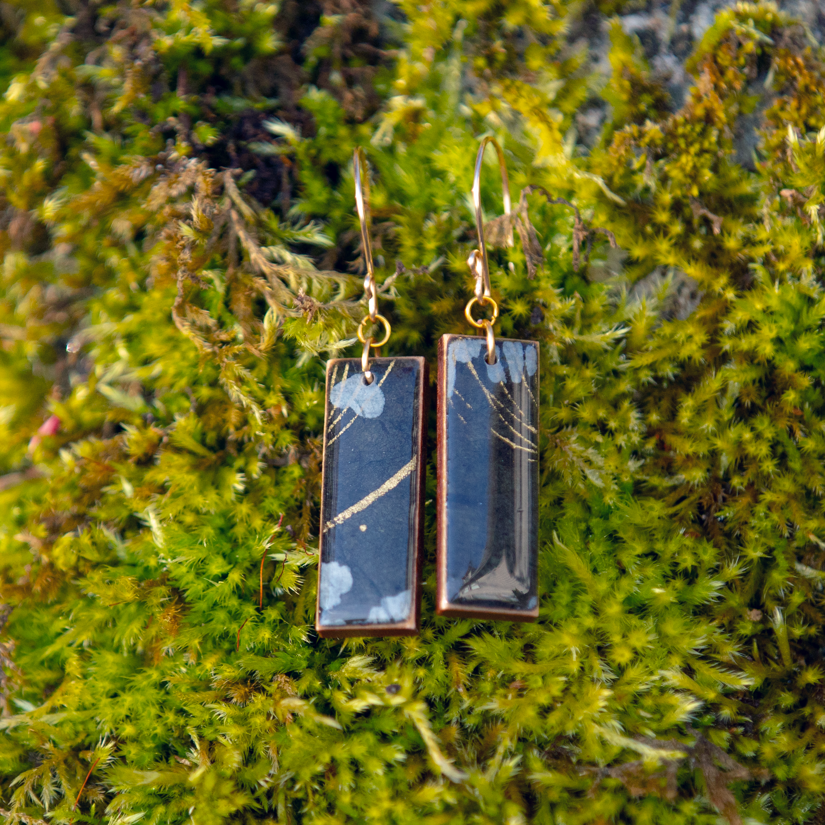 Charcoal Tansy Rectangle Earrings