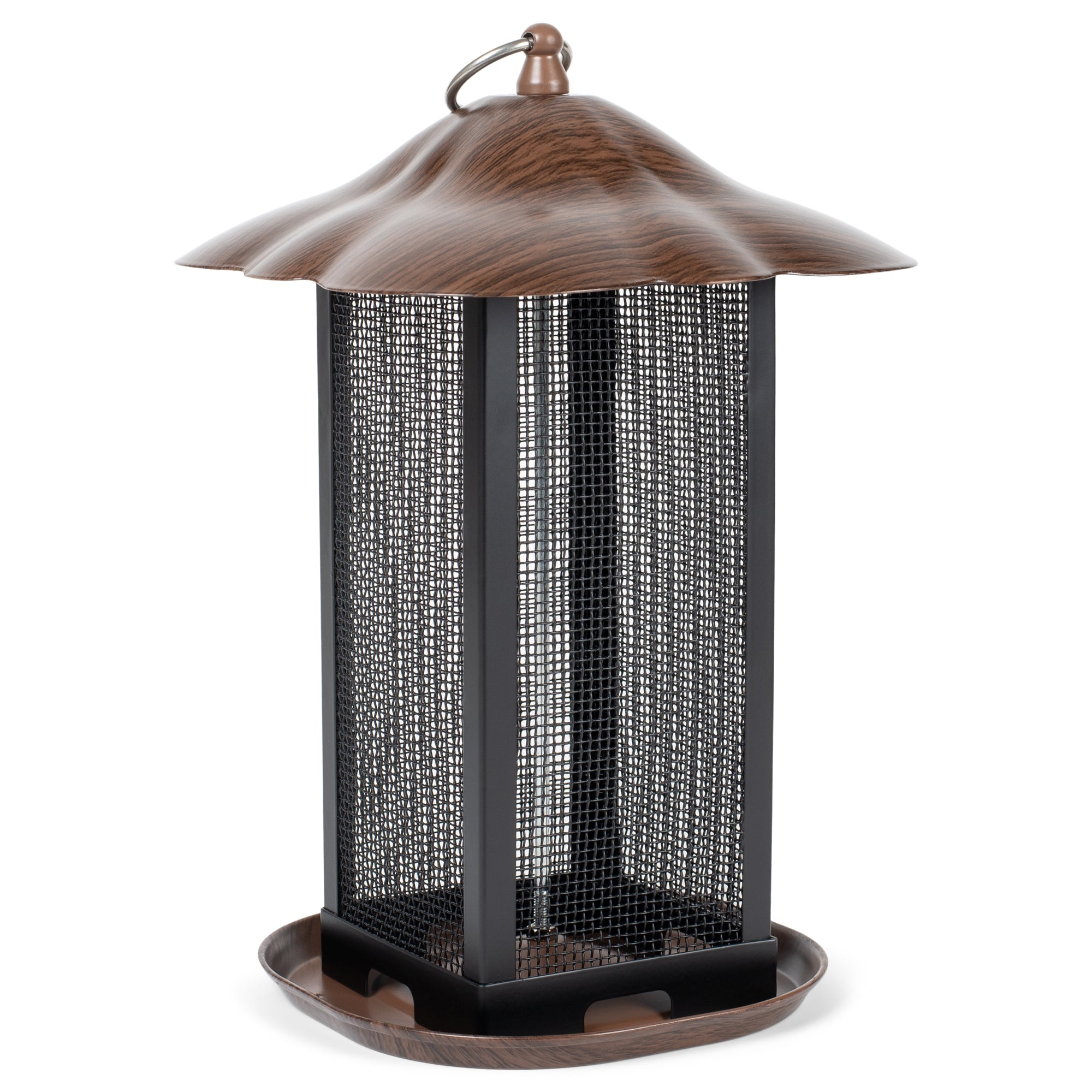 Cherry Woodgrain Finish Heavy Duty Mesh Metal Bird Feeder