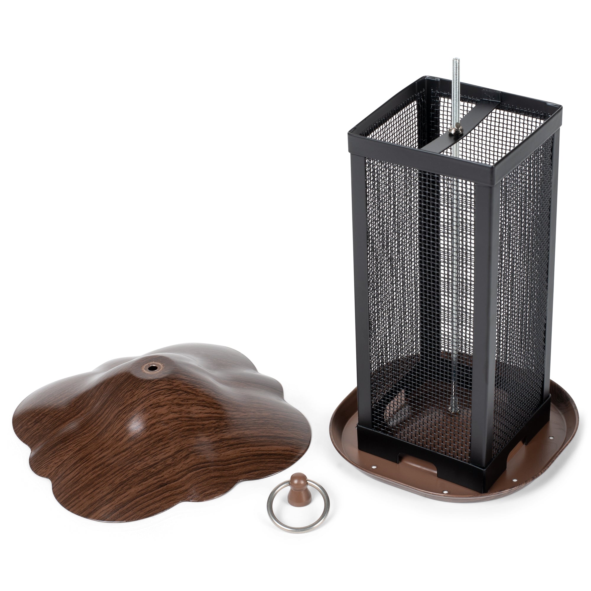 Cherry Woodgrain Finish Heavy Duty Mesh Metal Bird Feeder