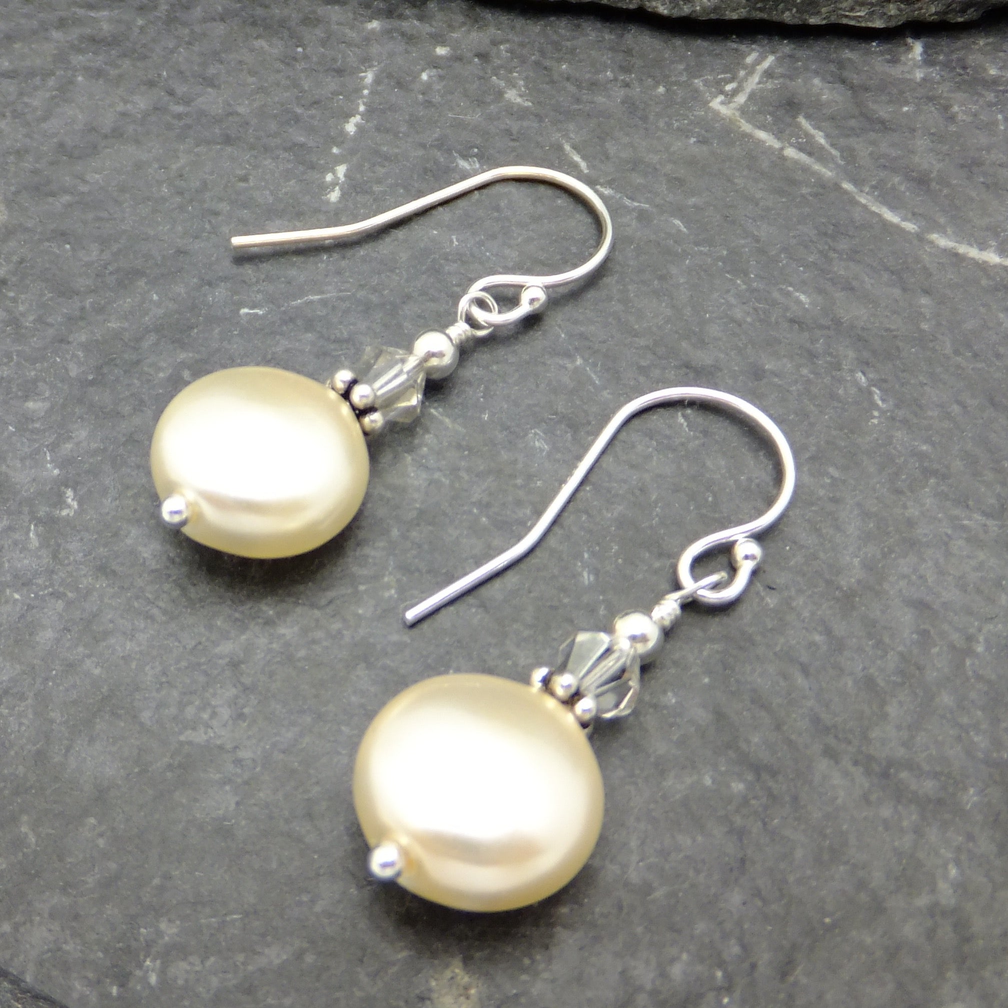 Coin Pearl White Earrings