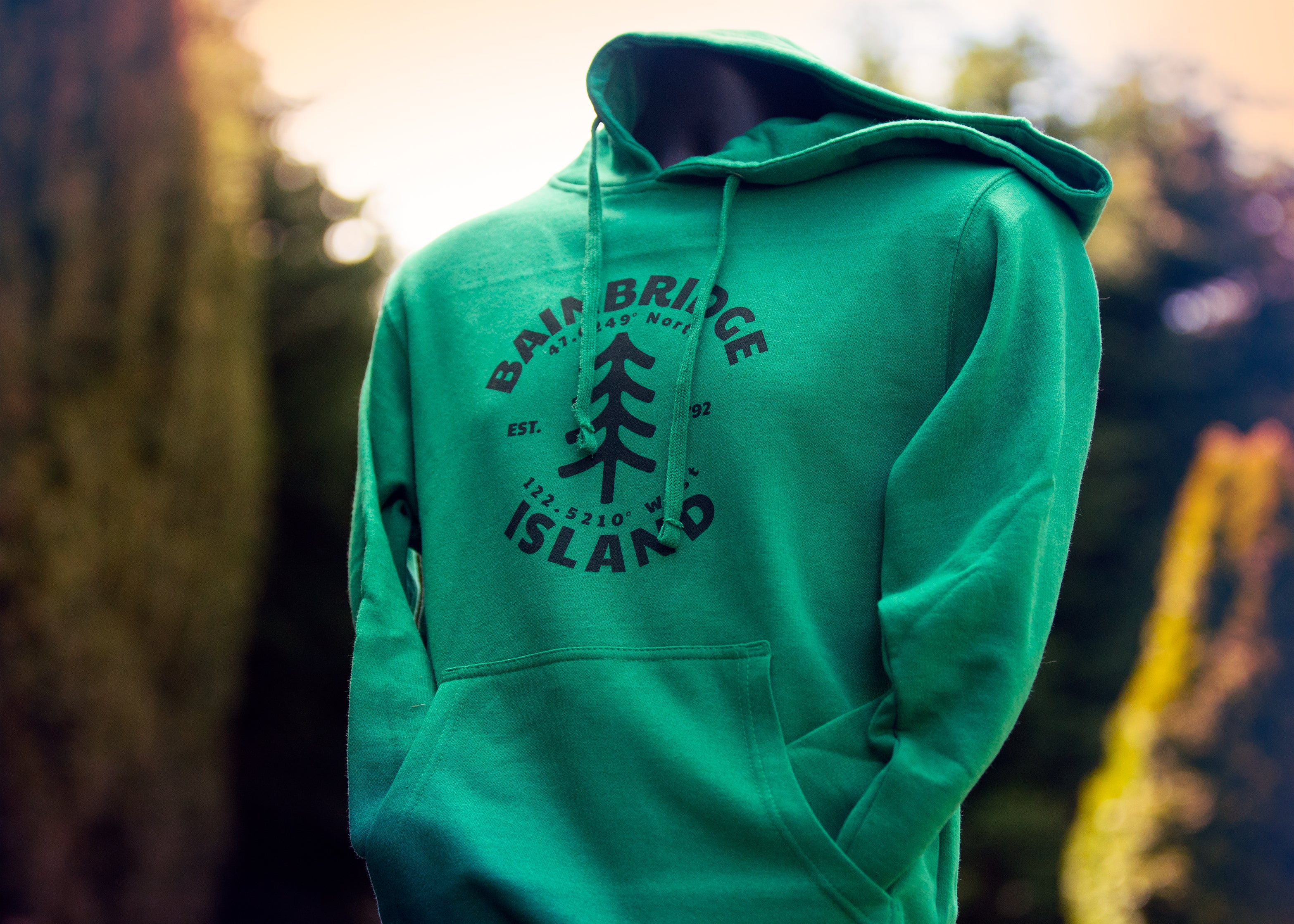 Bainbridge Island Tree Ring Hoodie | Heather Green