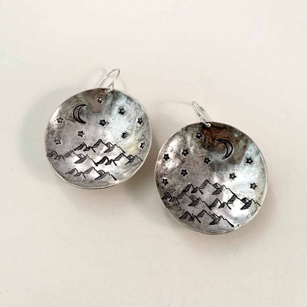 Round Mountainscape Earrings