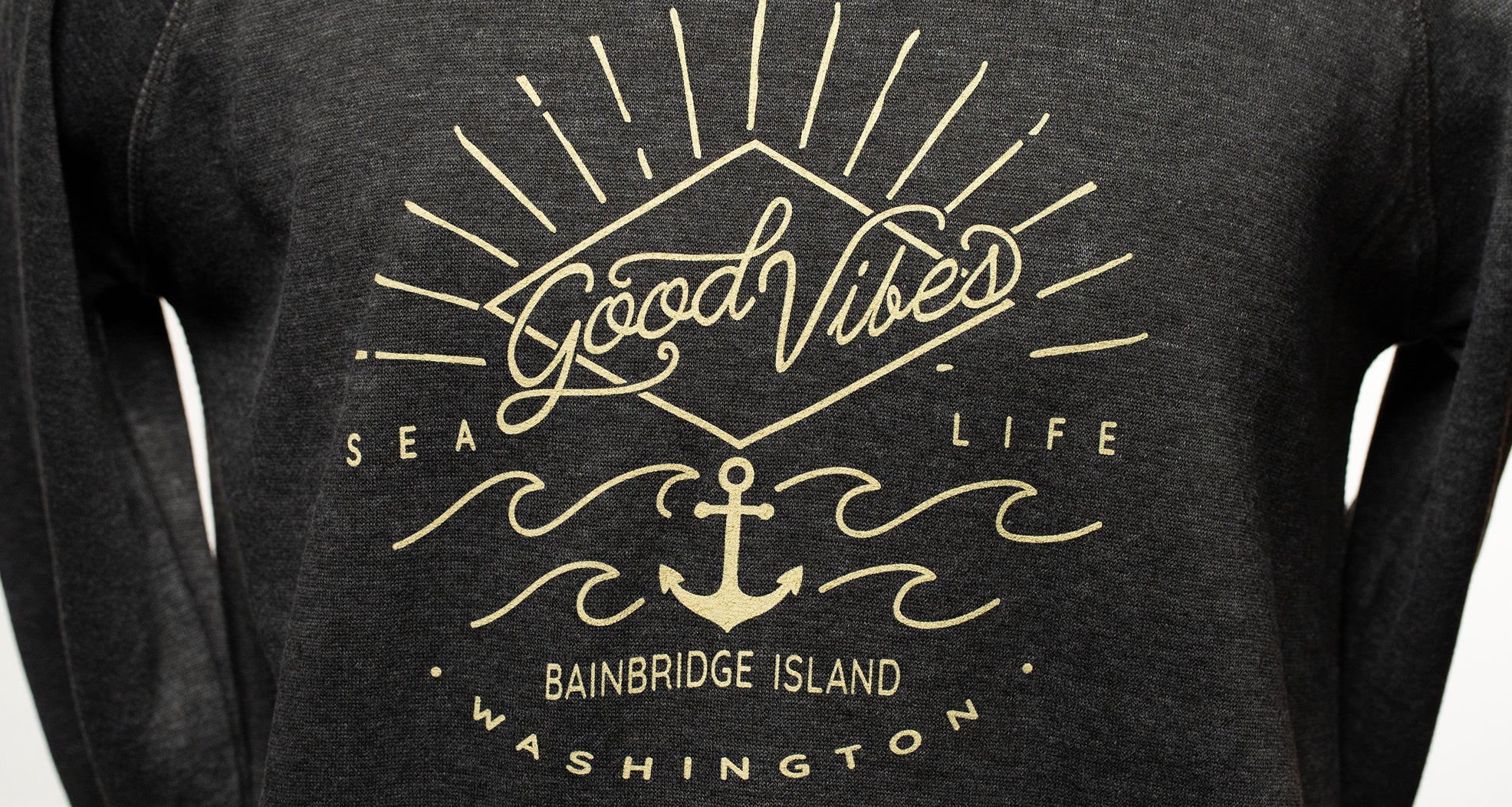 Good Vibes Sea Life Fleece Crew Charcoal