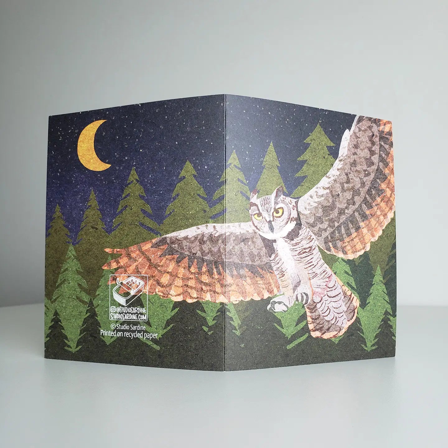 Great Horned Owl Blank Greeting Card