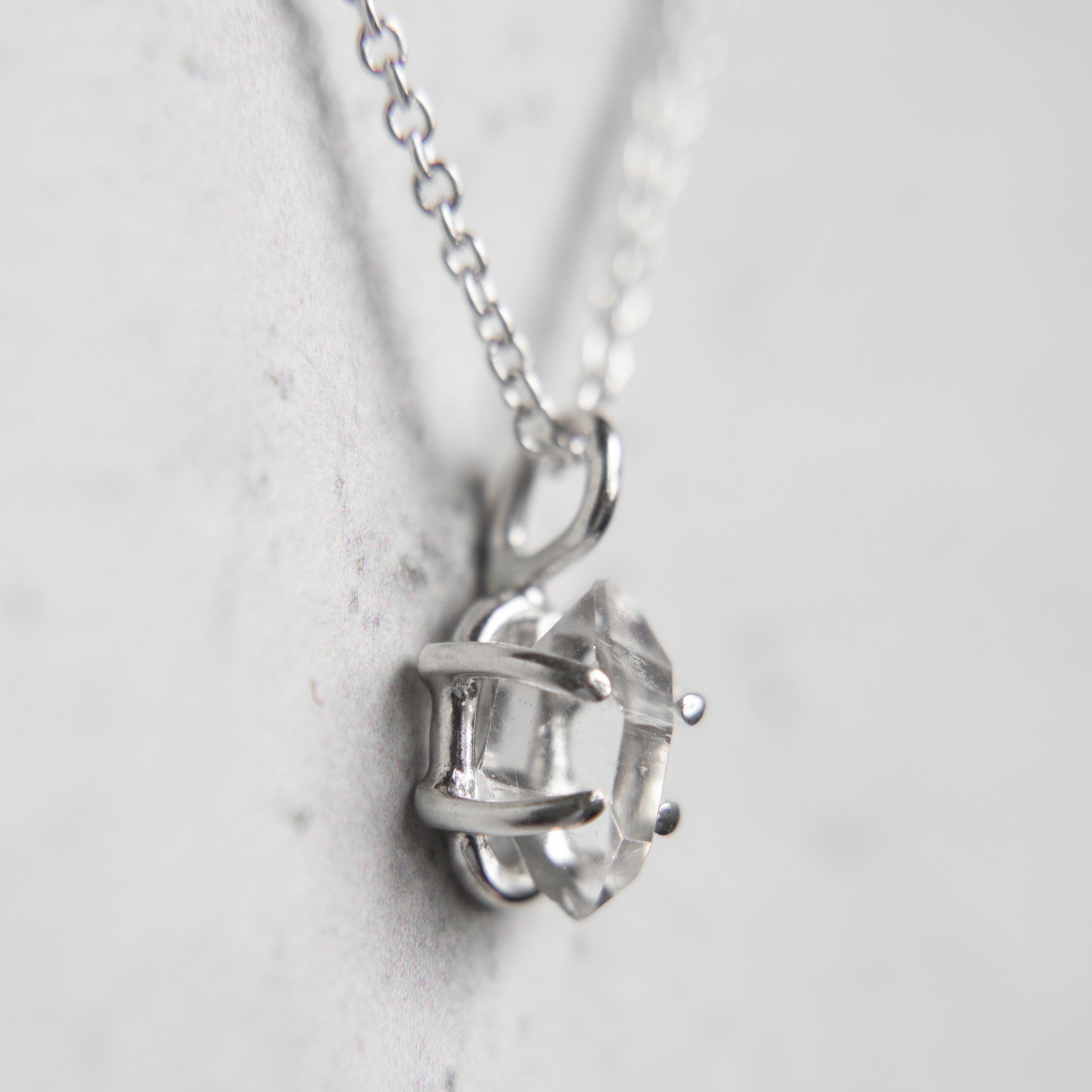 Herkimer Diamond Necklace in Shiny Sterling Silver