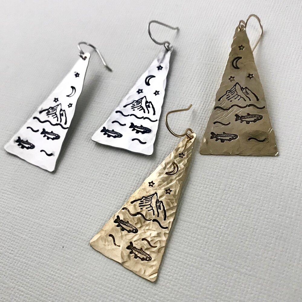 High Mountain Anglin' Earrings  Silver Finish