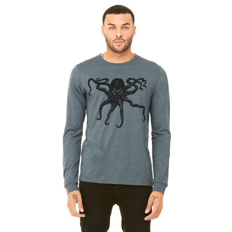 Kraken Octopus Tee Slate Long Sleeve Shirt