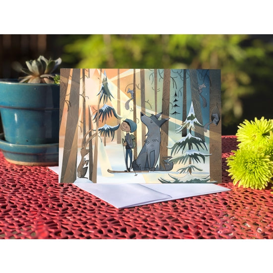 Light Rays Wolf Boy | Blank Greeting Card