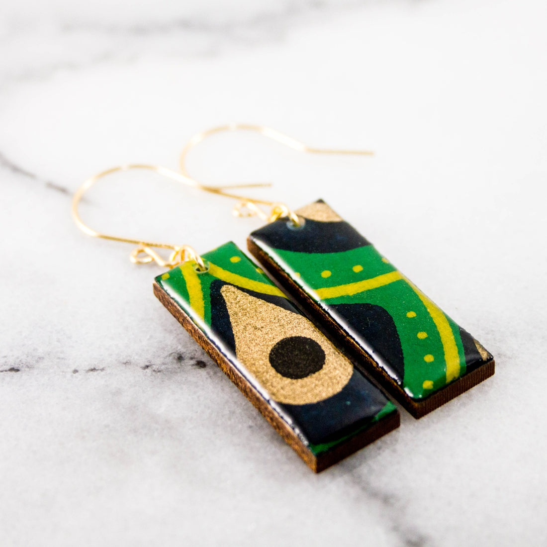 Modern Peacock Rectangle Earrings