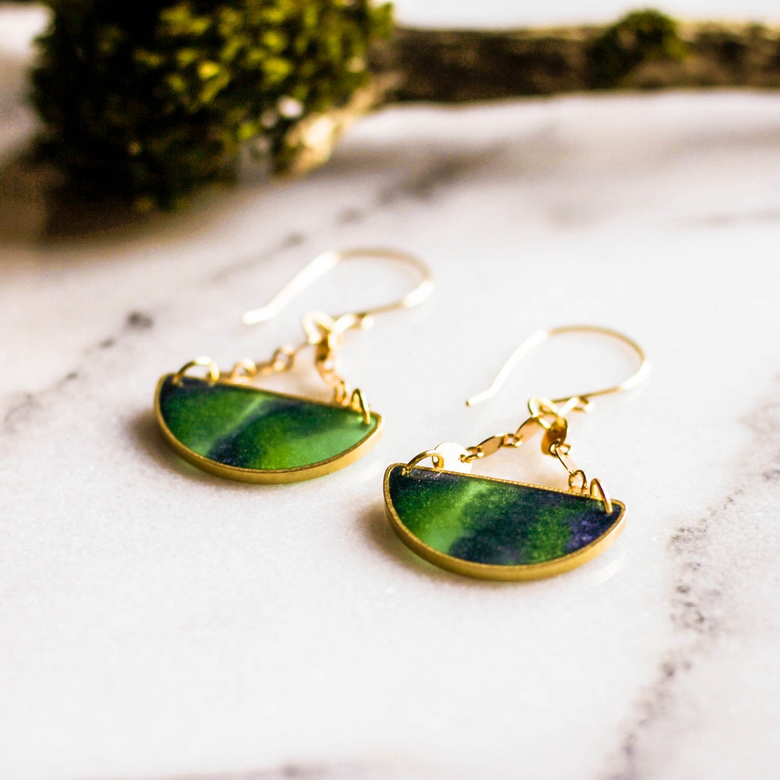 Mood Swings Brass Earrings - Borealis