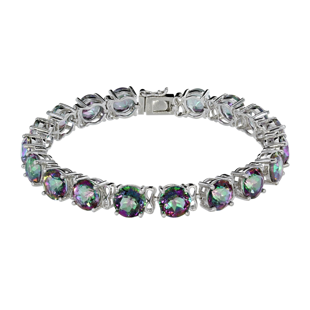 Mystic Quartz Silver Bracelet  Purple / Green / Pink