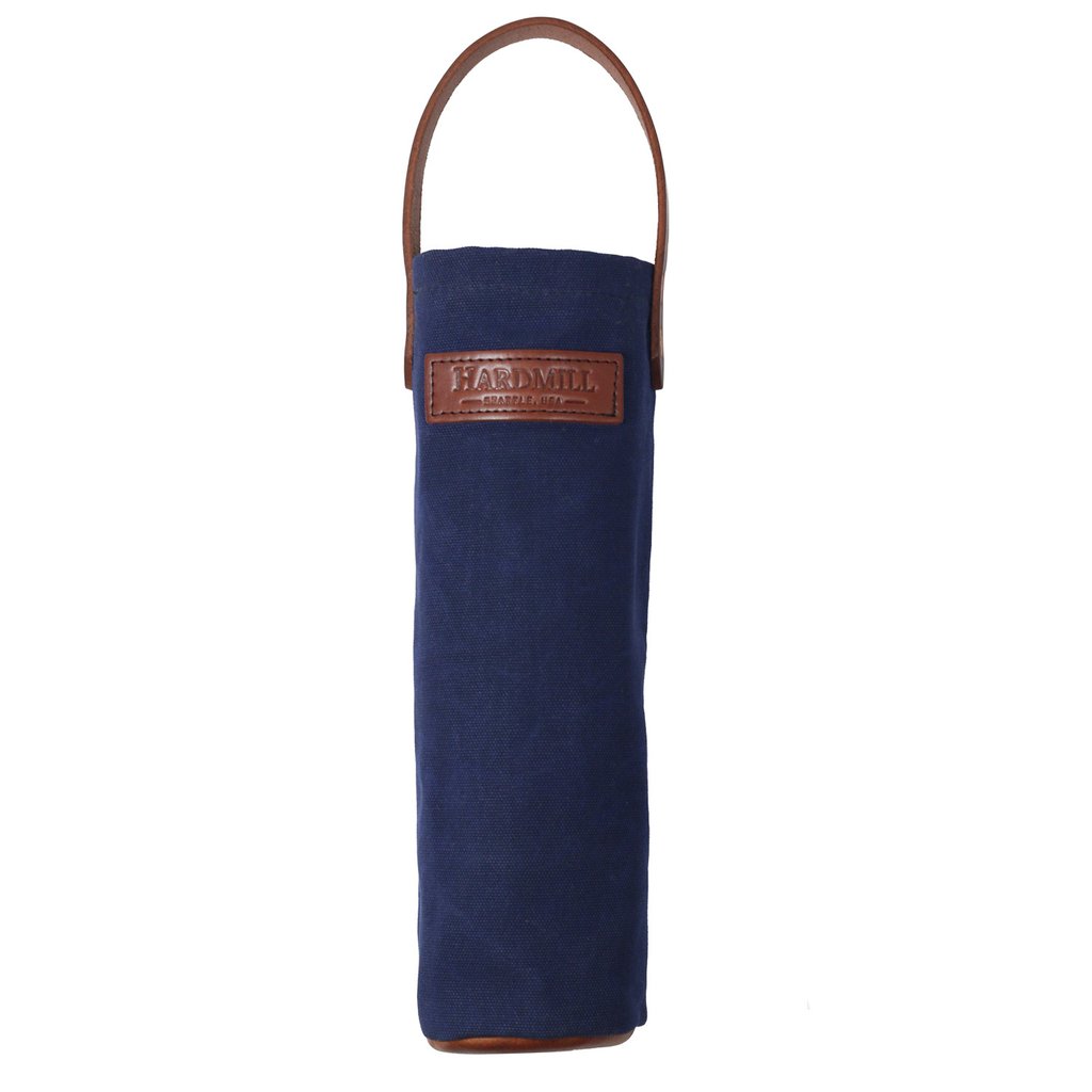 Navy Waxed Canvas Wine Tote