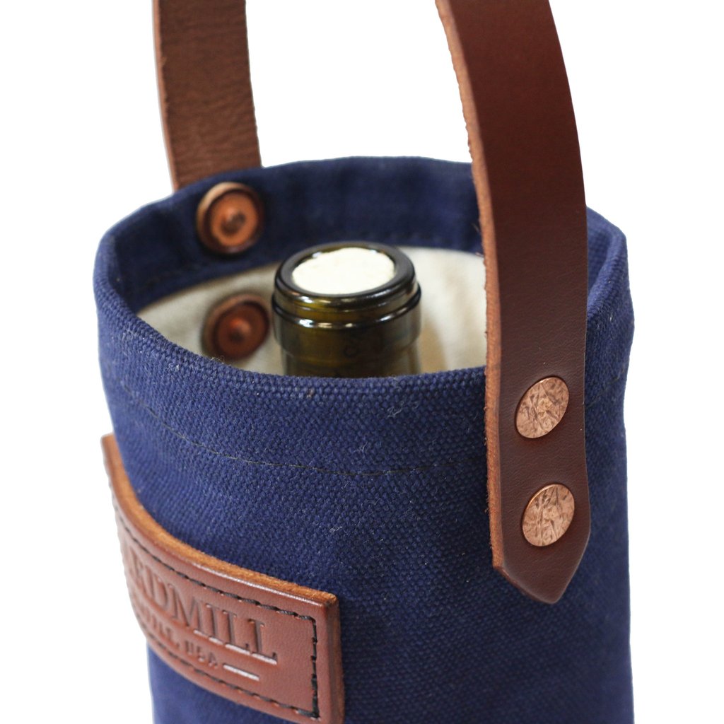 Navy Waxed Canvas Wine Tote