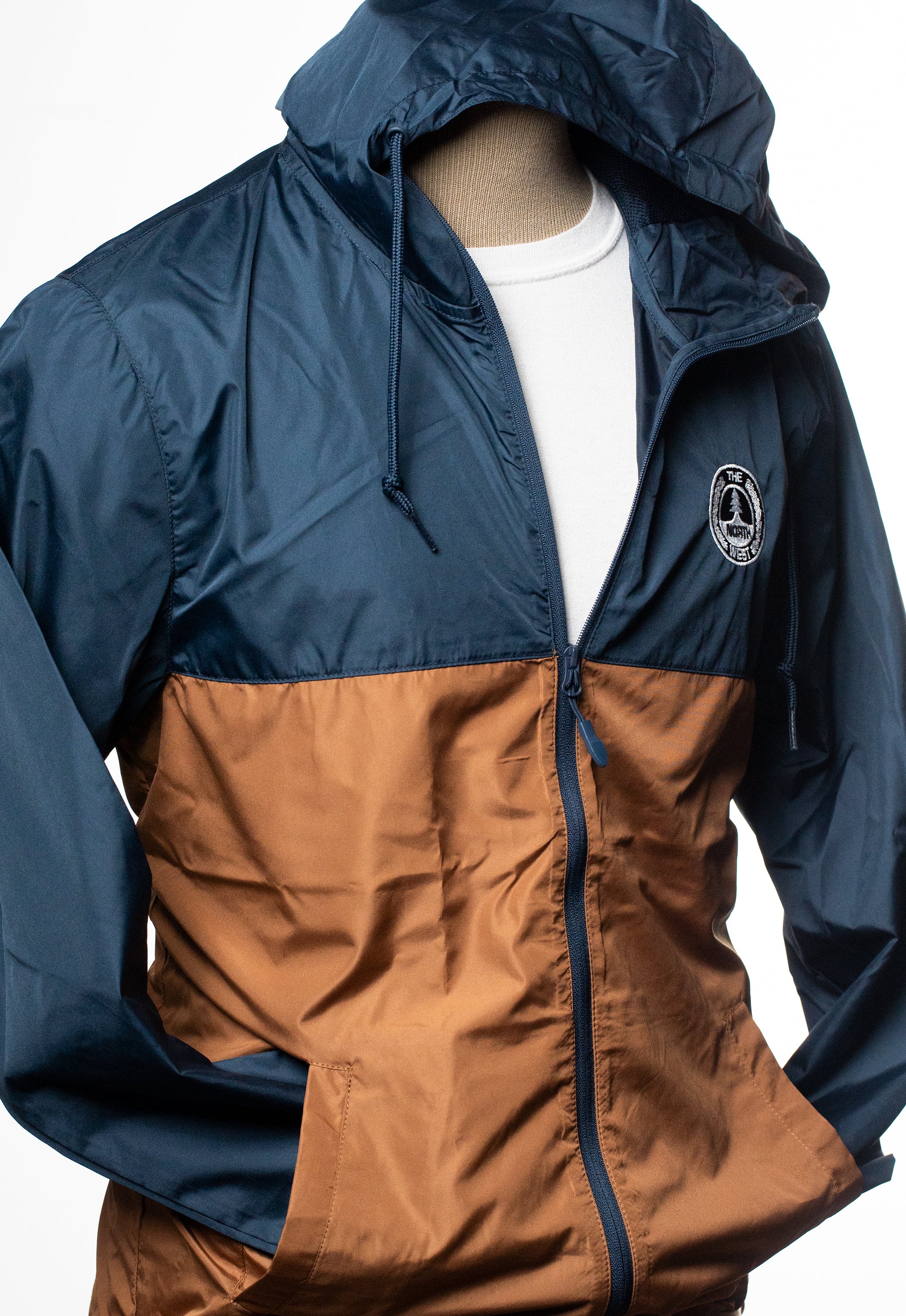 North West Circle Windbreaker Jacket - Navy and Saddle