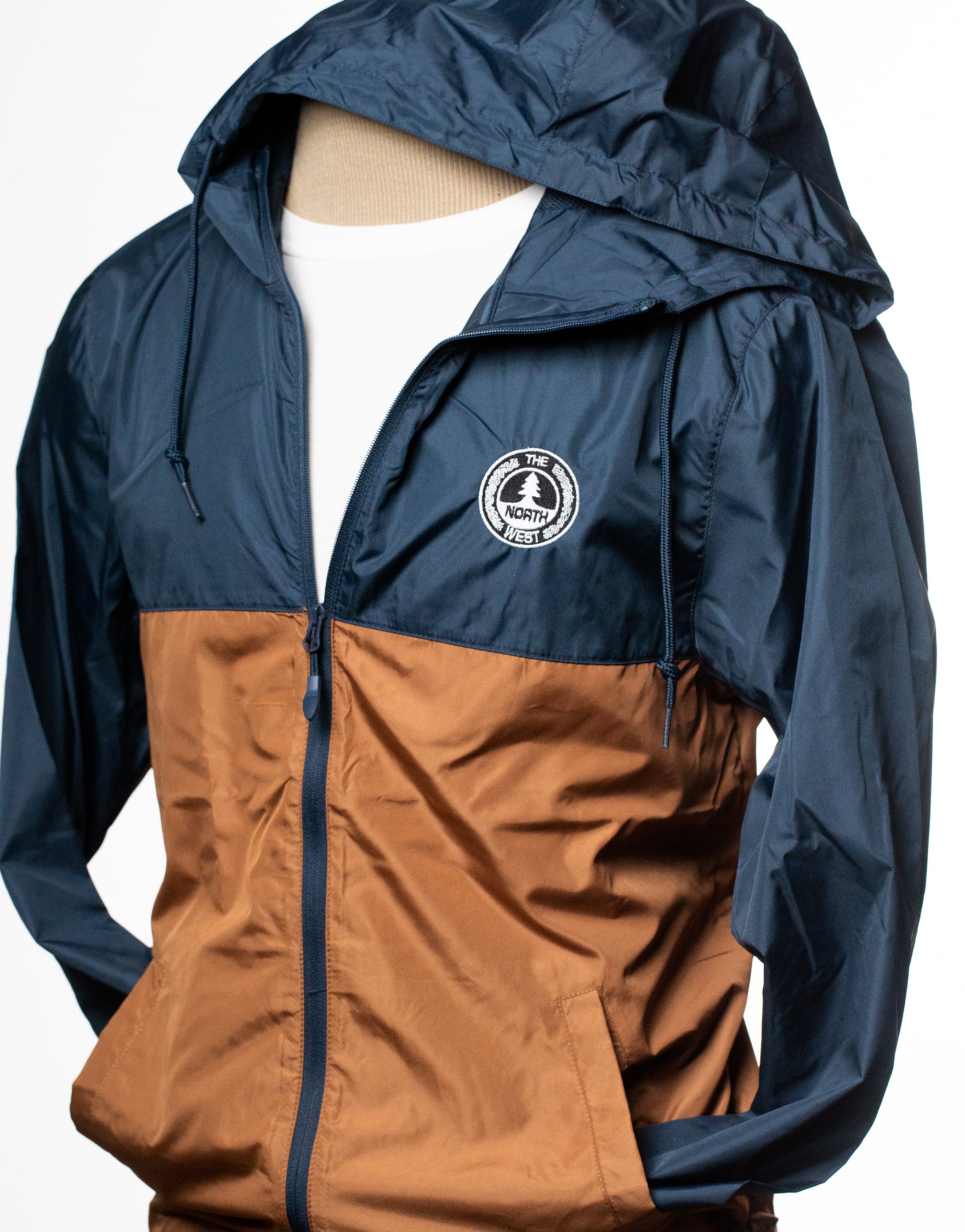 North West Circle Windbreaker Jacket - Navy and Saddle