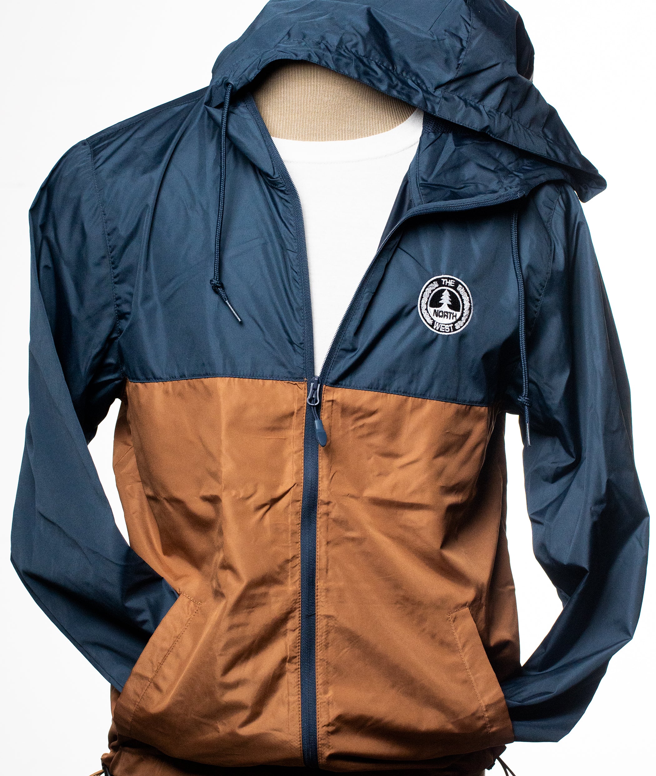 North West Circle Windbreaker Jacket Navy and Saddle XX Large