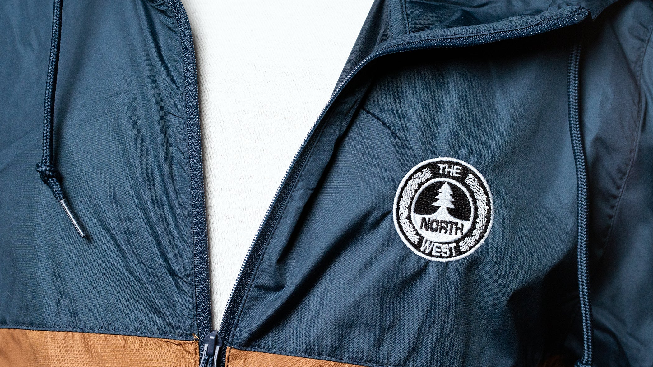 North West Circle Windbreaker Jacket - Navy and Saddle