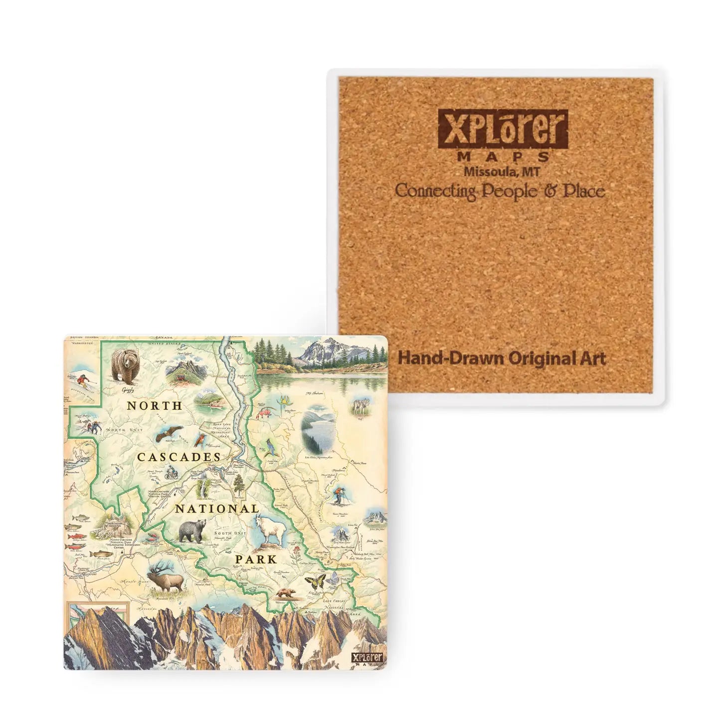 North Cascades National Park Map Ceramic Coaster