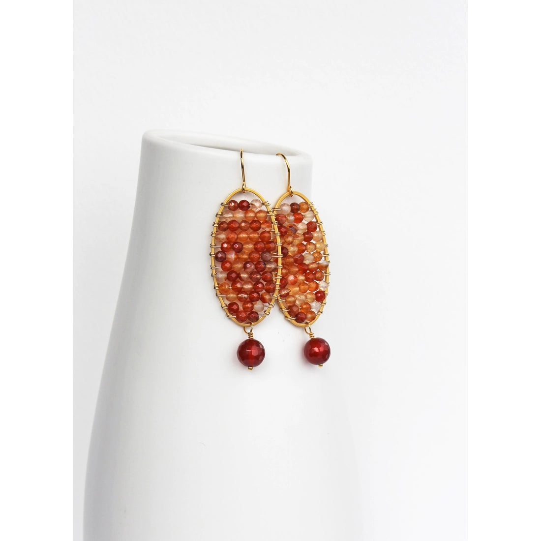 Orange Agate Oval Earrings