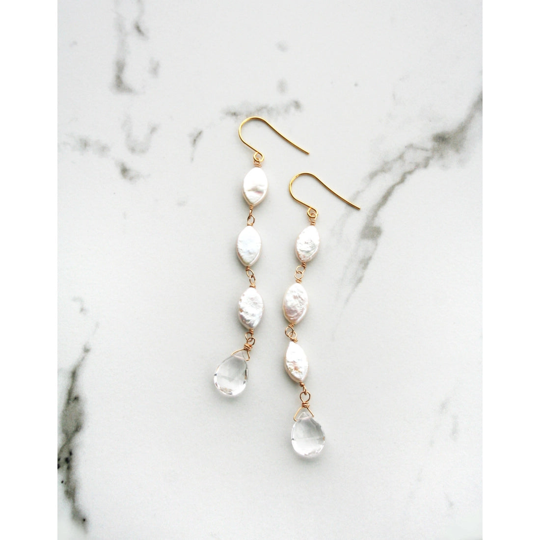 Oval Pearl Drop Earrings