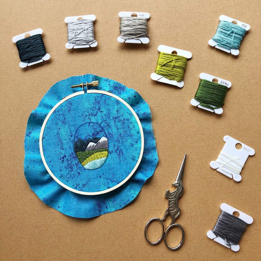 PNW Mountain Landscape Pendant- DIY Beginner Embroidery Craft Kit