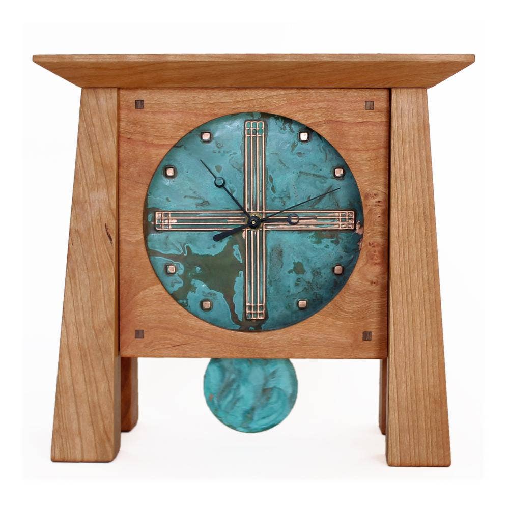 Prairie Mantel Deluxe Clock - Cherry & Copper