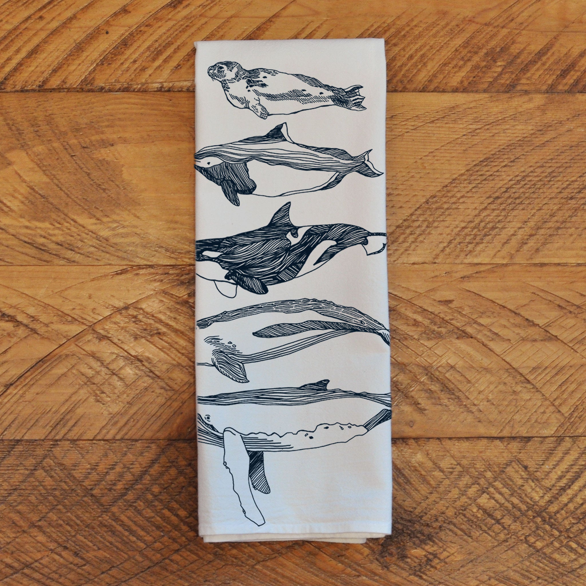 Salish Sea Mammals Tea Towel