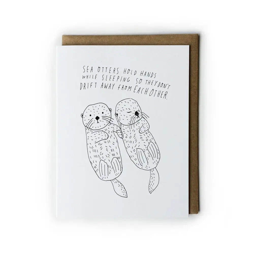 Sea Otter Hold Hands Card