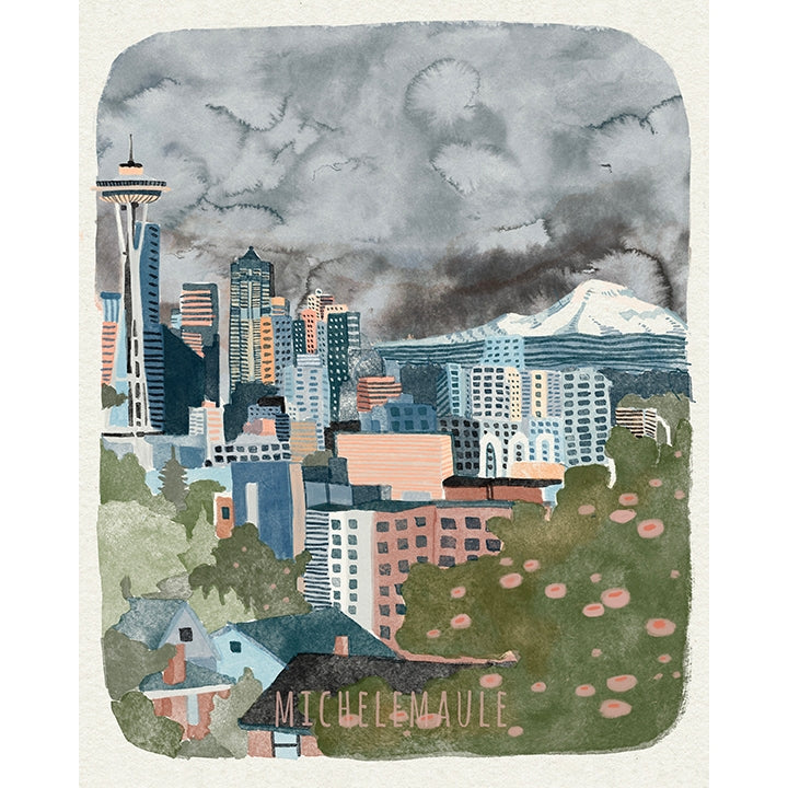 Seattle Night Skyline Print