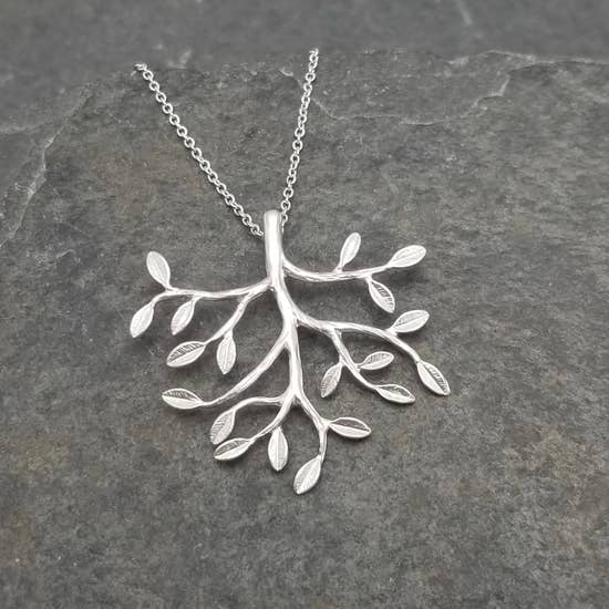 Silver Leaf Branch Necklace