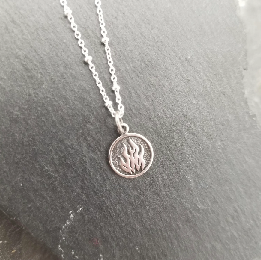 Small Silver Fire Pendant