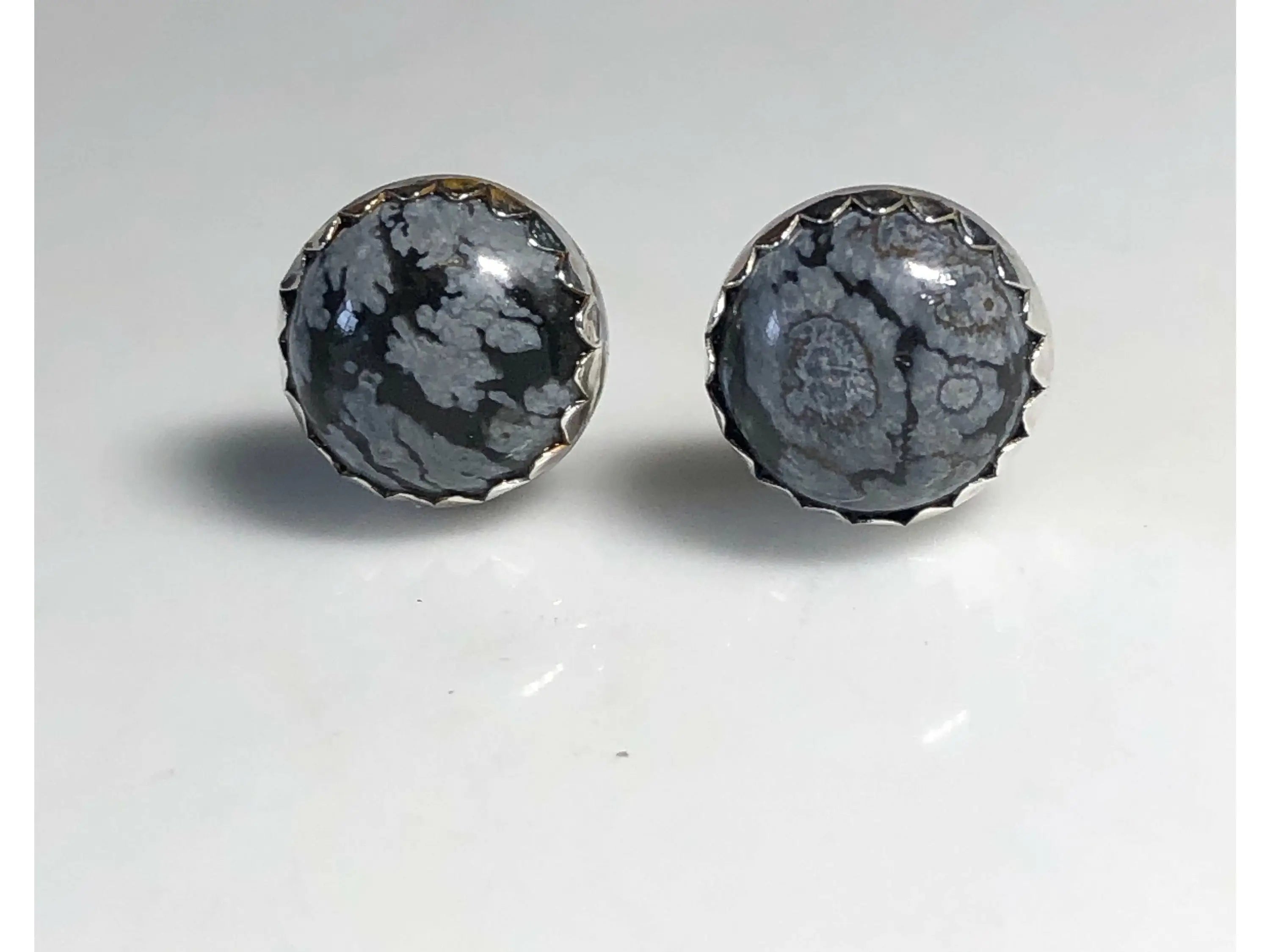 Snowflake Obsidian Stud Earrings