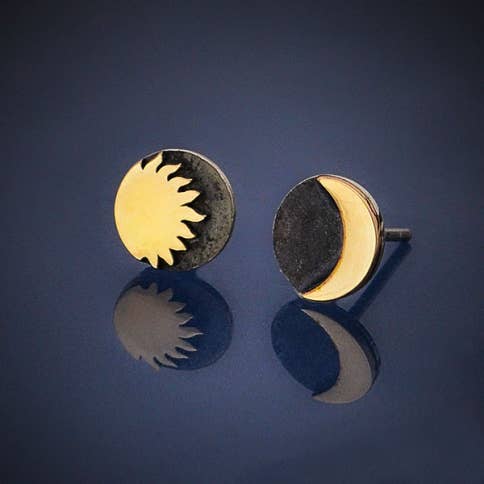 Sun and Moon Stud Earrings