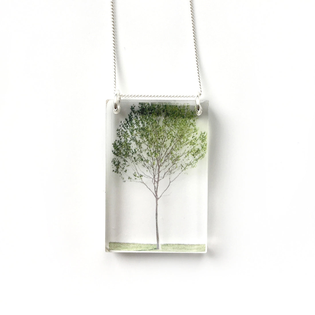 Tall Green Tree Necklace